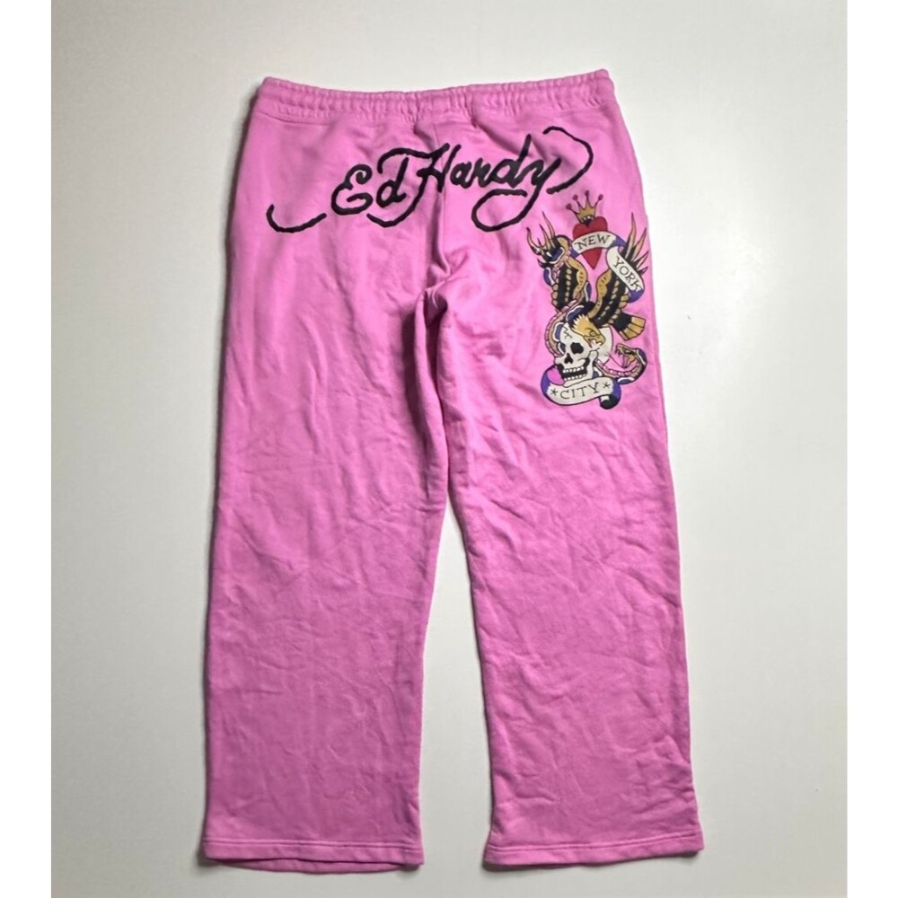 Ed Hardy Don Ed Hardy Designs BAGGY Sweatpants Bubble Gum Pink XL EHW8200-33